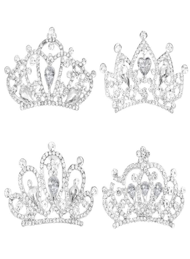 JINYEAH Mini Tiaras Crown with Hair Comb Mini Tiara Bulk Crown Princess Crystal Shiny Tiaras Headbands for Women Hair Accessories Ballet Headdress for Women 4 PCS - Image 1